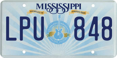MS license plate LPU848