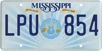 MS license plate LPU854