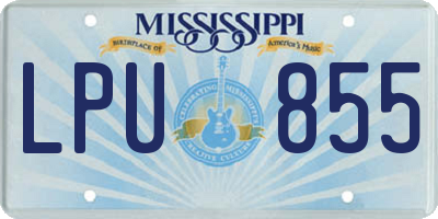 MS license plate LPU855