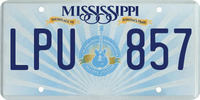 MS license plate LPU857