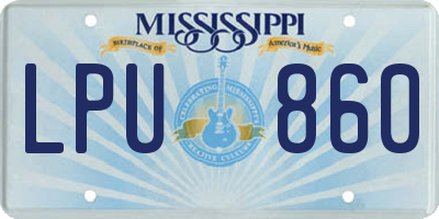 MS license plate LPU860