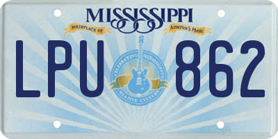 MS license plate LPU862