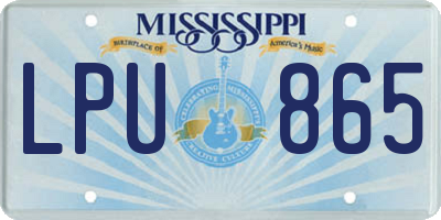 MS license plate LPU865