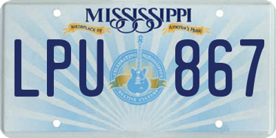MS license plate LPU867