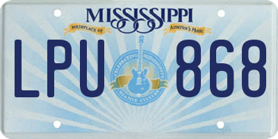 MS license plate LPU868