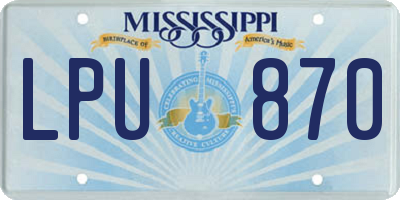 MS license plate LPU870