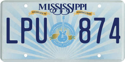 MS license plate LPU874