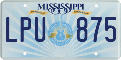 MS license plate LPU875