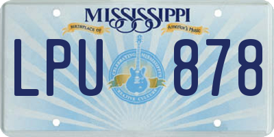 MS license plate LPU878