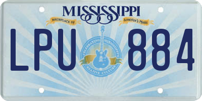 MS license plate LPU884