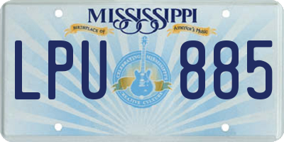 MS license plate LPU885