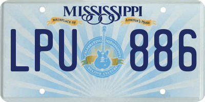 MS license plate LPU886