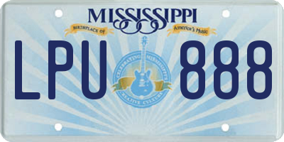 MS license plate LPU888
