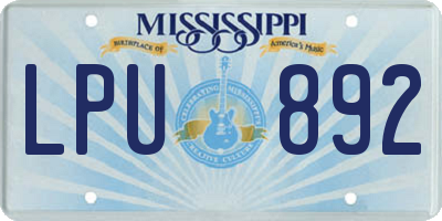 MS license plate LPU892