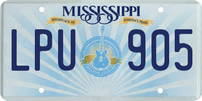 MS license plate LPU905