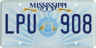 MS license plate LPU908