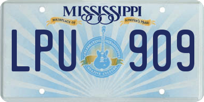 MS license plate LPU909