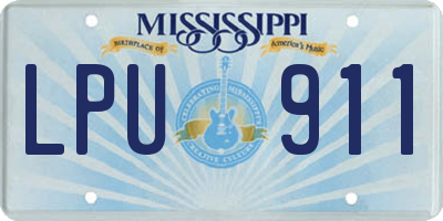 MS license plate LPU911