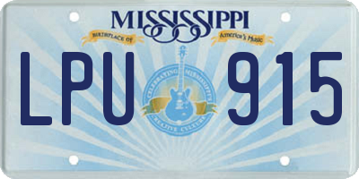 MS license plate LPU915