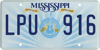 MS license plate LPU916