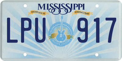 MS license plate LPU917