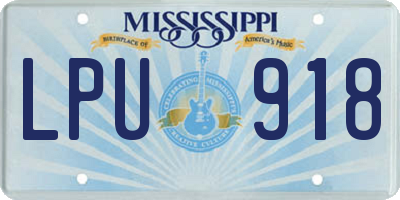 MS license plate LPU918