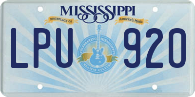 MS license plate LPU920
