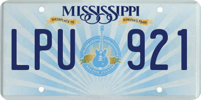 MS license plate LPU921