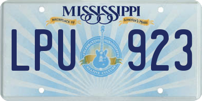 MS license plate LPU923