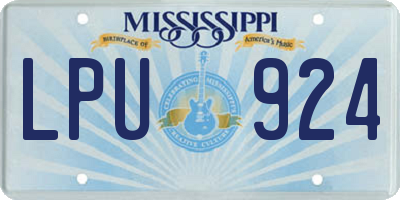 MS license plate LPU924
