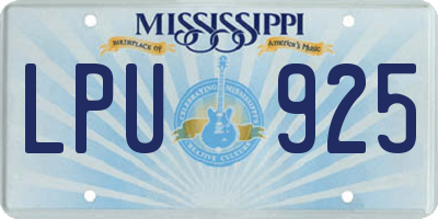 MS license plate LPU925