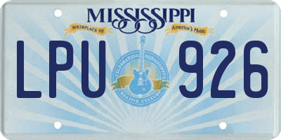 MS license plate LPU926