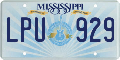 MS license plate LPU929