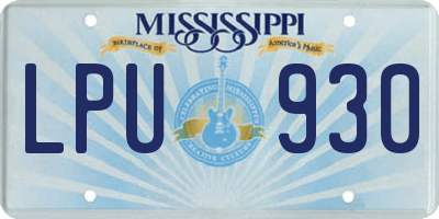 MS license plate LPU930