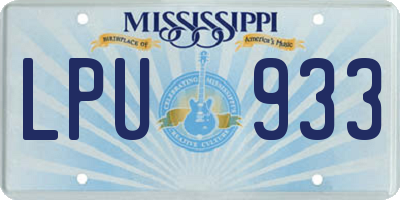 MS license plate LPU933