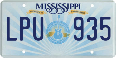 MS license plate LPU935