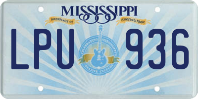 MS license plate LPU936