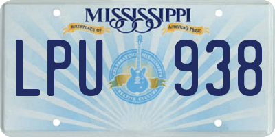 MS license plate LPU938