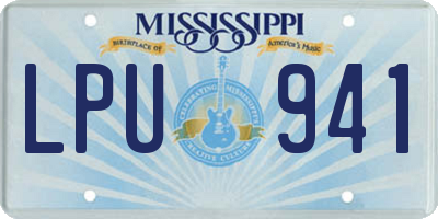 MS license plate LPU941