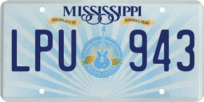 MS license plate LPU943