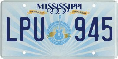 MS license plate LPU945