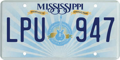 MS license plate LPU947