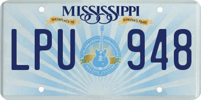 MS license plate LPU948