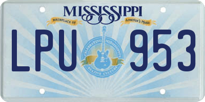 MS license plate LPU953