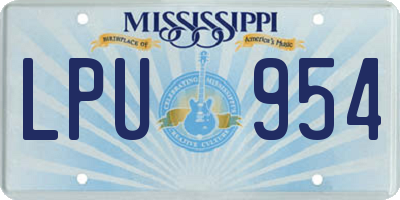 MS license plate LPU954