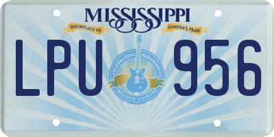 MS license plate LPU956