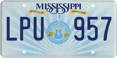 MS license plate LPU957