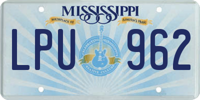 MS license plate LPU962