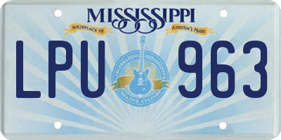 MS license plate LPU963