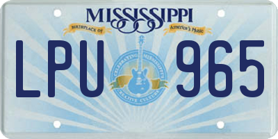MS license plate LPU965